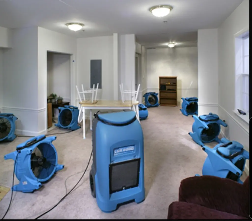 Air movers and dehumidifier setup for Water Extraction & Removal in Covedale